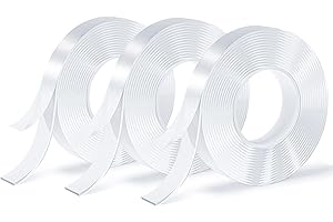 SUTOUG Double Sided Tape, Nano Tape, Transparent Adhesive Tape, Traceless Adhesive Tape, Removable, Washable, Reusable, Suitable for Carpets, Photo Walls, 3m Per Roll, 3 Rolls