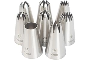 Yiont 8 Pieces Medium Size Piping Tips Set, Stainless Steel Cake Decorating Tips, Frosting Icing Tips for Cake Decorating, Cu