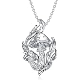 LWXIE Diamond Mushroom Necklace for Women 925 Sterling Silver Mushroom Pendant Necklace with Lab Grown Diamonds Jewelry Gifts for Her