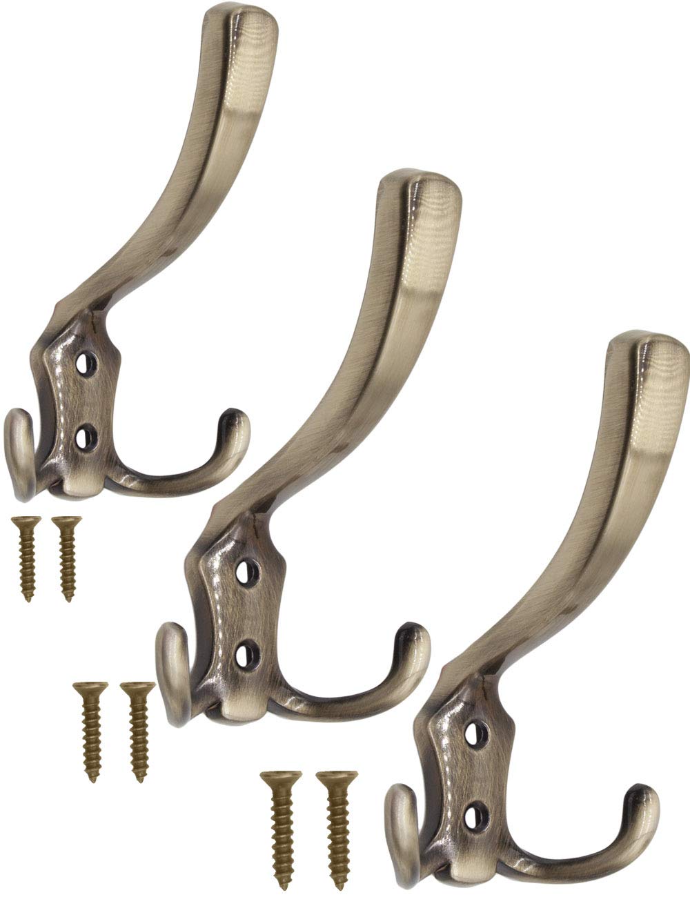 Fuxxer Coat Hooks Iron Hooks Antique Bronze 120 x 75 mm Set of 3