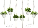 koitoy Macrame Plant Hanger Set 6 Pack White Indoor Outdoor 60/75/100cm