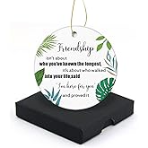 Friendship Christmas Ornament 2025 Round Christmas Tree Ornaments Keepsake Gifts for Friends Home Decor Flat Circle Ceramic Ornament 3inch with a Gift Box