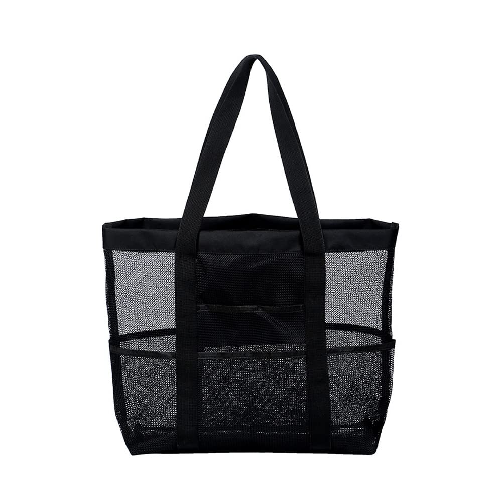 DZOZO Beach Tote Bag Mesh Beach Tote Bag Beach Toy Bag Mesh Sports Gear Shoulder Bag Large Beach Bag Mesh Beach Bag Foldable Storage Net Bag for Beach Reusable Grocery Tote Bag