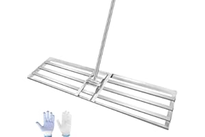 VASALAID Lawn Leveling Rake, 2024 Upgrade 36x12inch Heavy-Duty Galvanized Steel Lawn Leveler with an Adjustable 78'' Extra Long Handle Lawn Leveling Tool for Yard, Backyard, Garden, Golf, Farm, Pasture