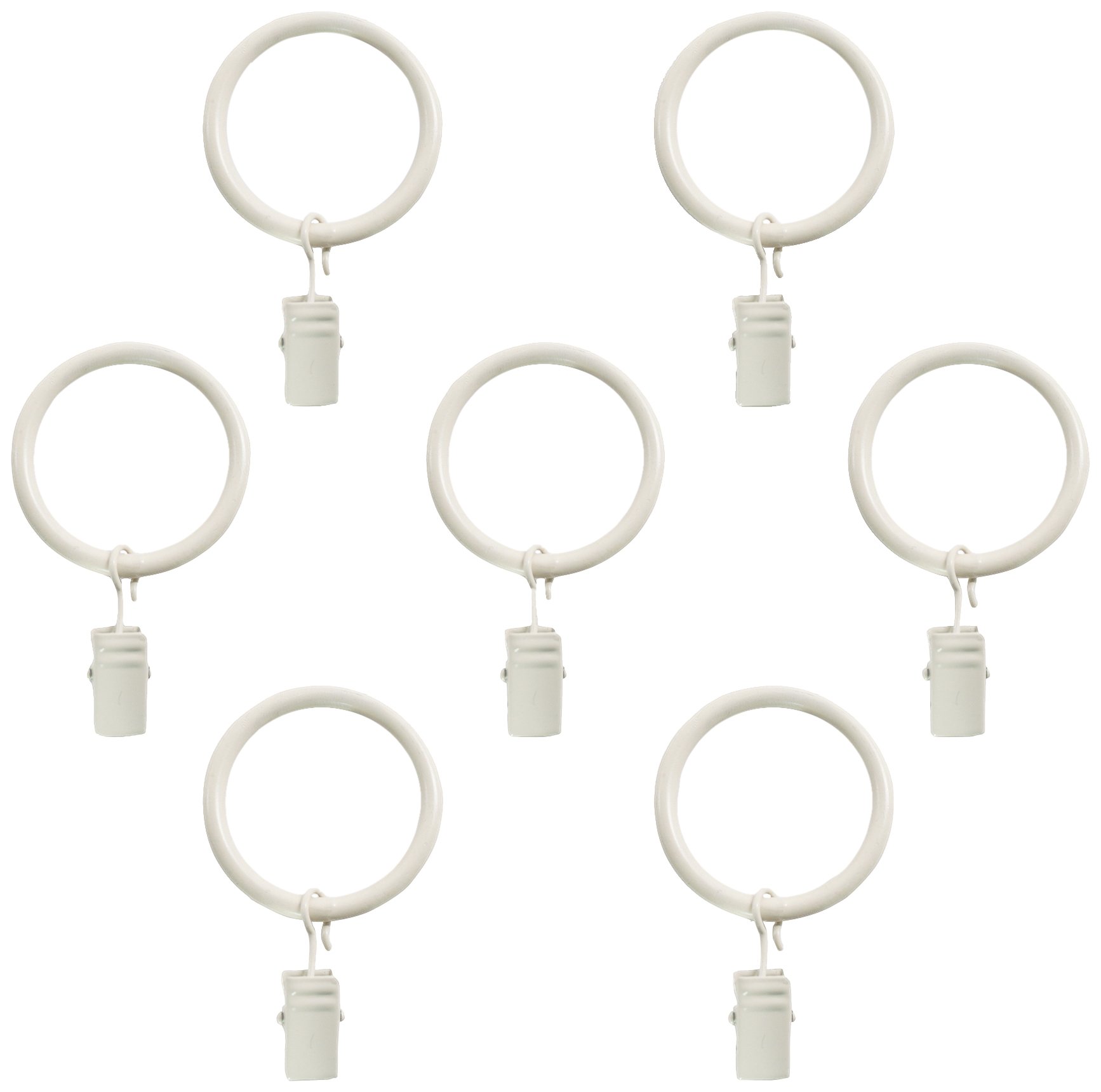 Montevilla 7-Pack Window Treatment Clip Rings for 5/8-Inch Drapery Rods, Distressed White