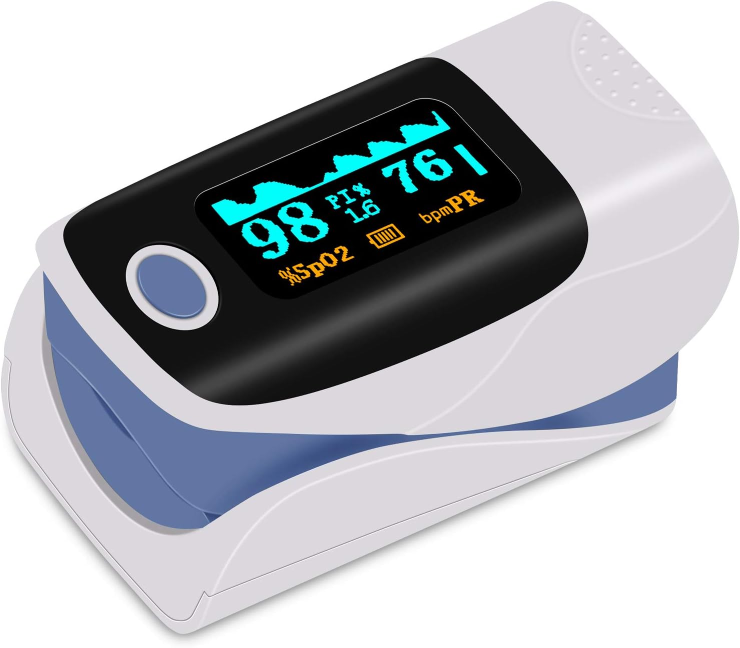 UBRU Pulse Oximeter Fingertip, Blood Oxygen Saturation Monitor with Alarm OLED Screen Portable Automatic Shutdown Finger Oximeter for SpO2 and Heart Rate with Carrying Bag Lanyard