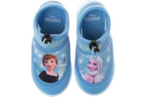 Disney Frozen Water Shoes for Girls- Pool Aqua Socks for Kids- Anna Elsa Sandals Princess Bungee Waterproof Beach Slides Sport Character Summer Slip-on Quick Dry (Toddler/Little Kid)