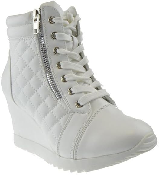 white high top wedge sneakers