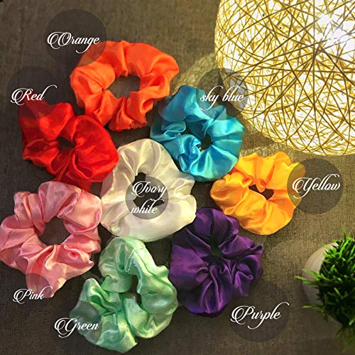 Light Up Hair Scrunchies, 8 Pcs Led Luminous Scrunchy Hair Bands Satin Scrunchies Elastic Hair Tie, Glow in the Dark Hair Accessories for Women Valentines Day Halloween Girls Birthday Gift Party Christmas New Year Headwear