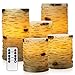 Pandaing Set of 5 Pillar Birch Bark Effect Flameless LED Candles with 10-key Remote Control and 2 4 6 or 8 Hours Timer Function