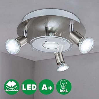4 Way Round Led Ceiling Spot Lights For Kitchen Chrome Rotatable