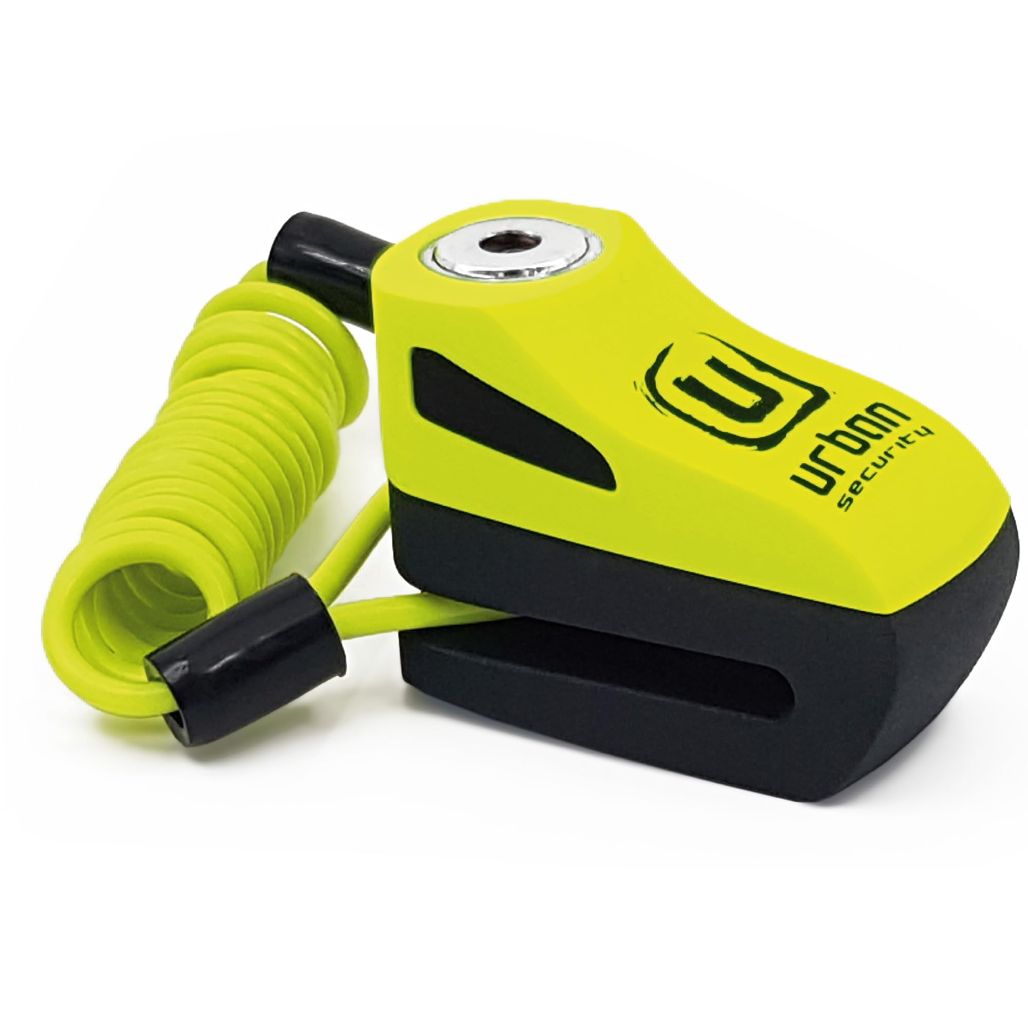 URBAN UR955Y Motorcycle Disc Lock, Compact and Effective Security, More Visible More Deterrent, Quick Click Locking, Universal Anti Theft Wheel Brake Lock for Motorbike Scooter Electric Bike Bicycle