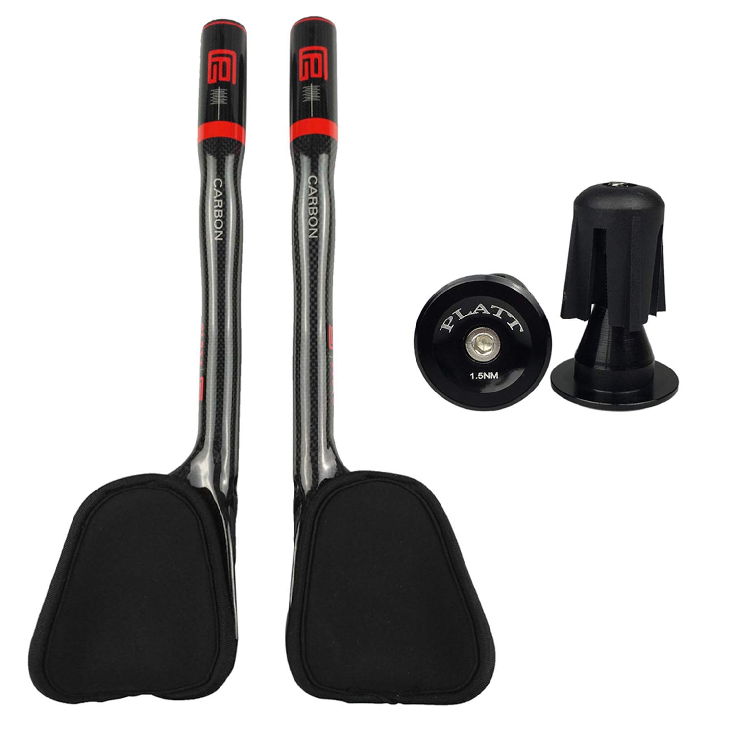 PLATT Carbon TT Handlebar Bicycle Aero Bars Tri Bars Cycling Rest Handlebar for Mountain Bike and Road Bike 31.8mm,Red