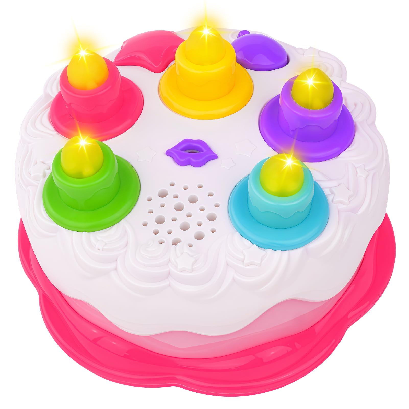Love&Mini Pretend Birthday Cake Toy - Musical Toy Cake for 1 Year Old Boys Girls, Blow Candles & Counting Fun, First Birthday Gift for Toddlers (1-3 Years)