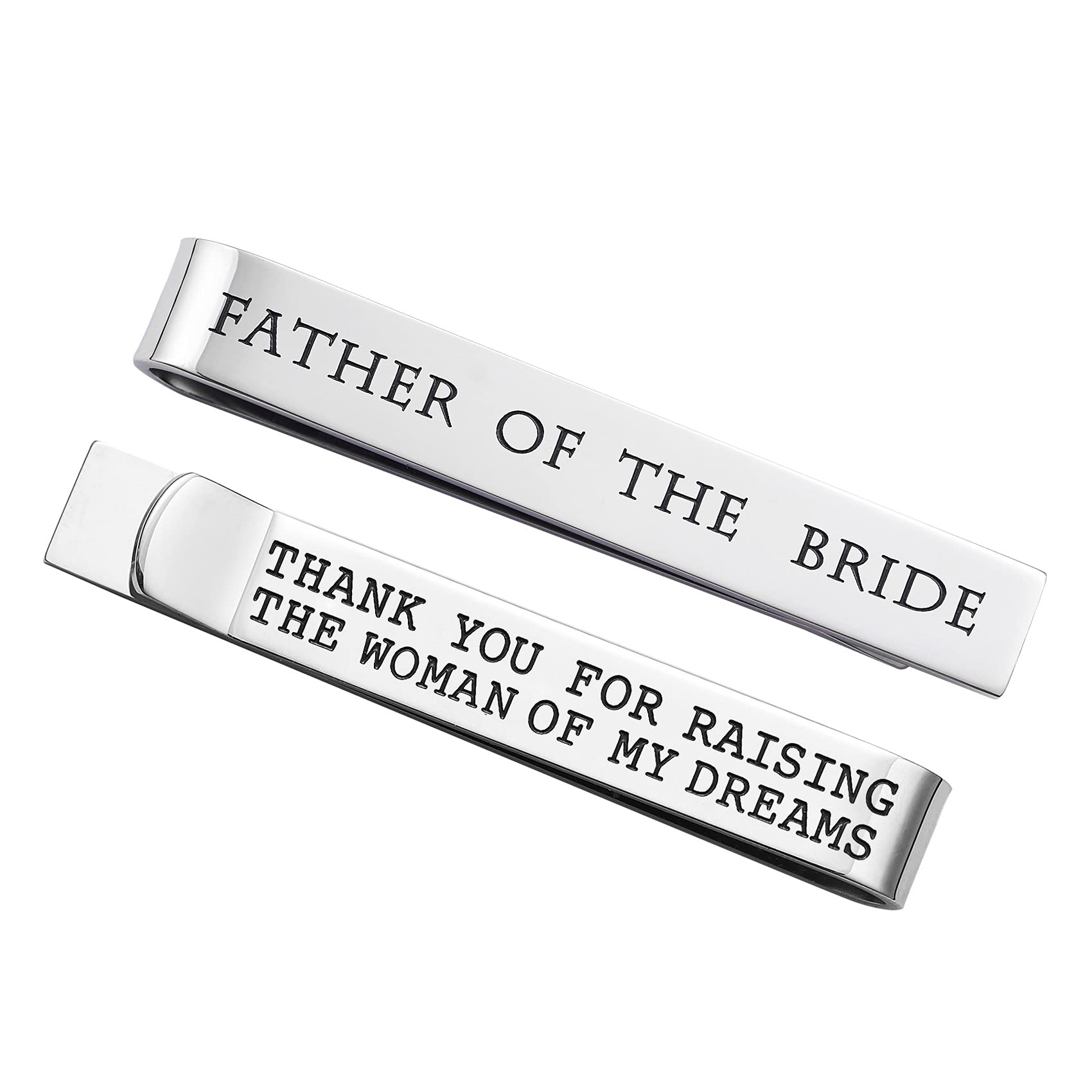 Father of the Bride and Groom Gifts - Wedding Tie Clips for Groomsmen From the Bride - Stainless Steel Tie Bars, metal, stainless steel