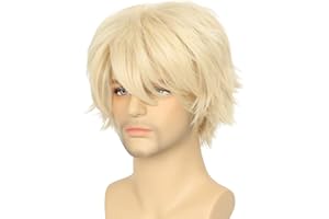 M MISS U HAIR Missuhair Short Blonde Wig Women or Men Male Layered Hairstyle Halloween Cosplay Costume Wig