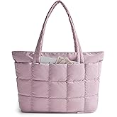 BAGSMART Expandable Tote Bag for Women, Puffer Work Tote Handbag, Quilted Carry On Bag for Travel Gym