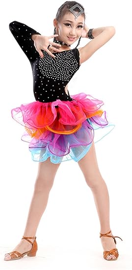 Amazon Full Nice Jp 子供ラテンダンス衣装 キッズ用ダンス服 女の子 単袖 ふわふわラテンダンスドレス ラテン演出服 発表会用 競技ダンス練習着 ガールラテンダンス衣装 ワンピース フォーマル 通販