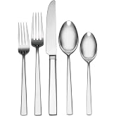 Reed &amp; Barton Cole 65Pc Flatware Set, 65 Piece, Silver | silver, dishwasher safe | includes serving spoons and utensil set | heavy duty, cutlery set for kitchen and dining