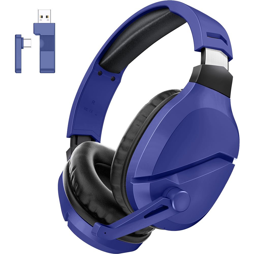 WolfLawS Wireless Gaming Headset with Mic for PS5 PC PS4, Navy Blue