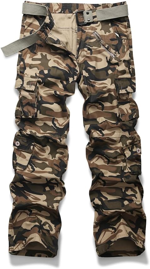 Mesinsefra Mens Cargo Multi Pocket Military Camo Combat Work Relaxed-Fit Pants