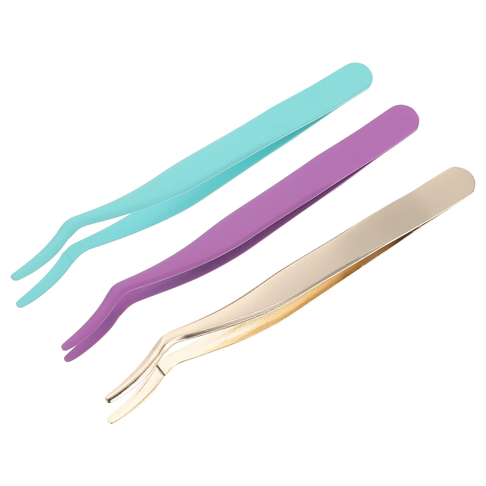 Beavorty 3Pcs Lash Extensions Tweezers Eyebrow Tweezers Nippers Eyelash Clips False Eyees Applicator Remover Tools Professional for Extension Supplies