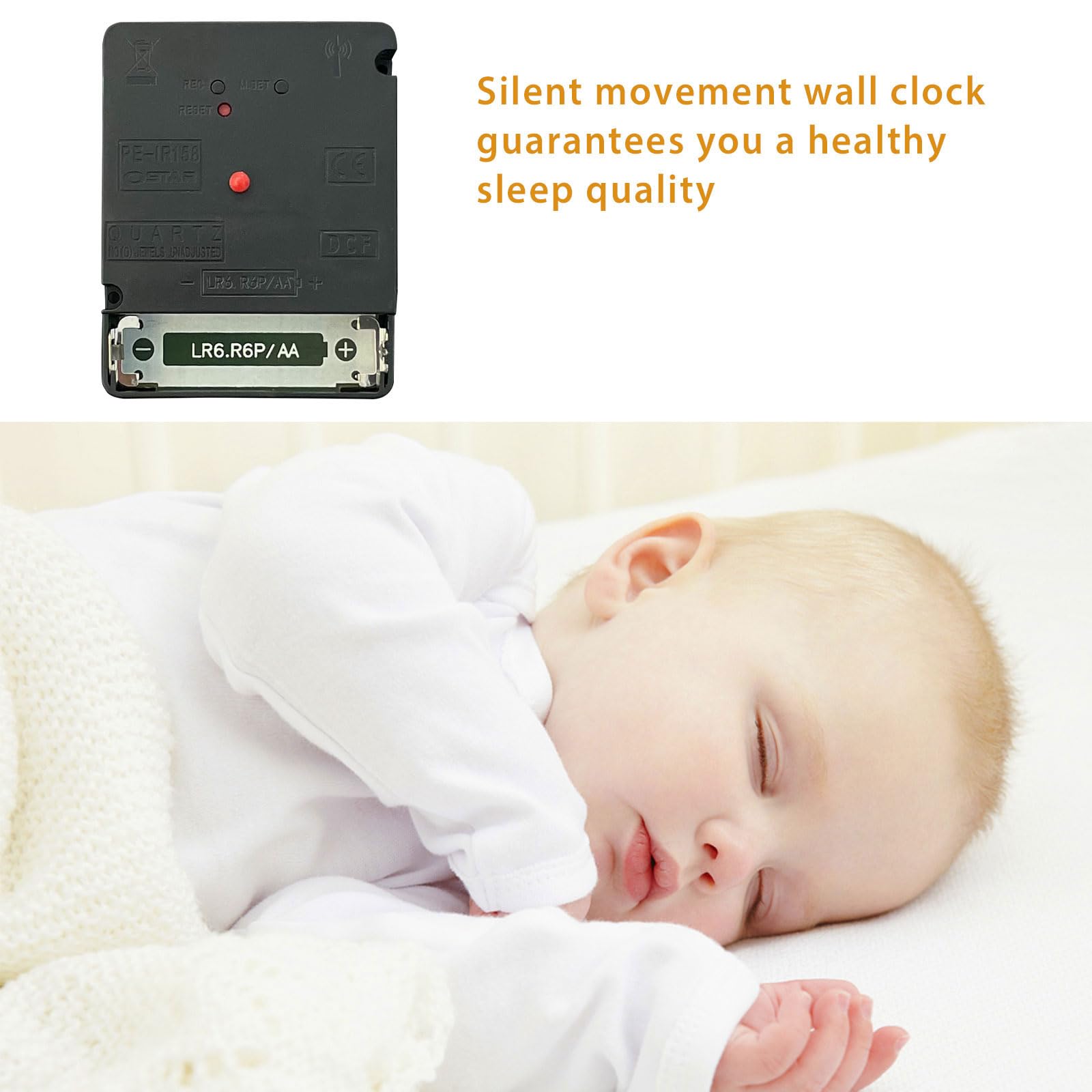 ACCSHINE MDF Holz Funkuhr Wanduhr Ohne TickgeräUsche Lautlos 30cm Quarz Batterie Groß Wanduhren Einfach zu Lesen für Zimmer Zuhause KüChe Schlafzimmer Büro Schule (Schwarz) 7