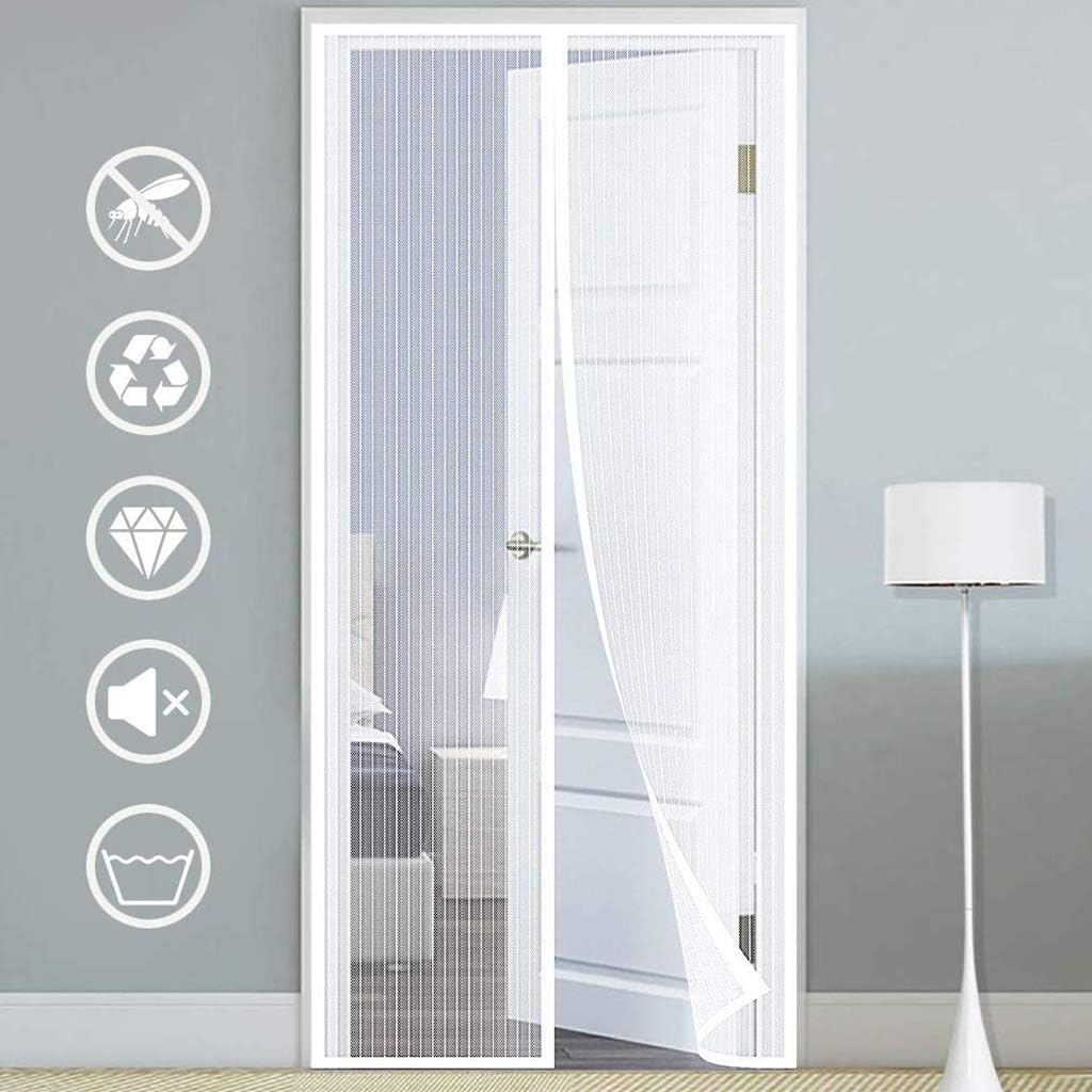 Fly Screens For Doors Insect Mesh Curtain Heavy Duty Dustproof Net Automatic Close for Window Screens, Interior Doors, Rv - White 105x240cm(41x94inch)
