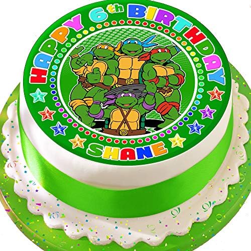 Mutant Ninja Turtle Personalised PRECUT 7.5 INCH Cake Topper Edible Decoration Icing Sheet