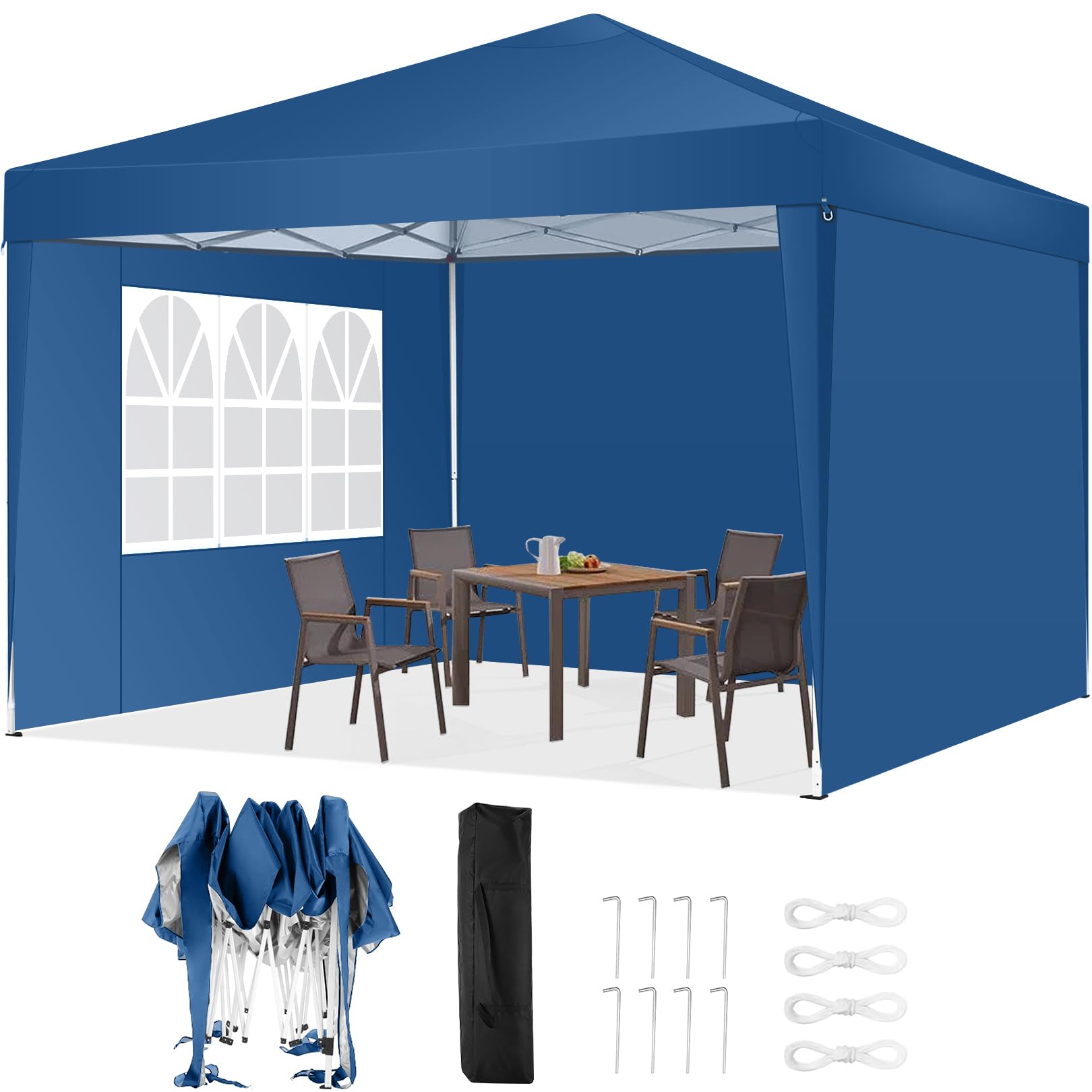 TOOLUCK 10x10 Pop Up Canopy Tent with 3 Sidewalls