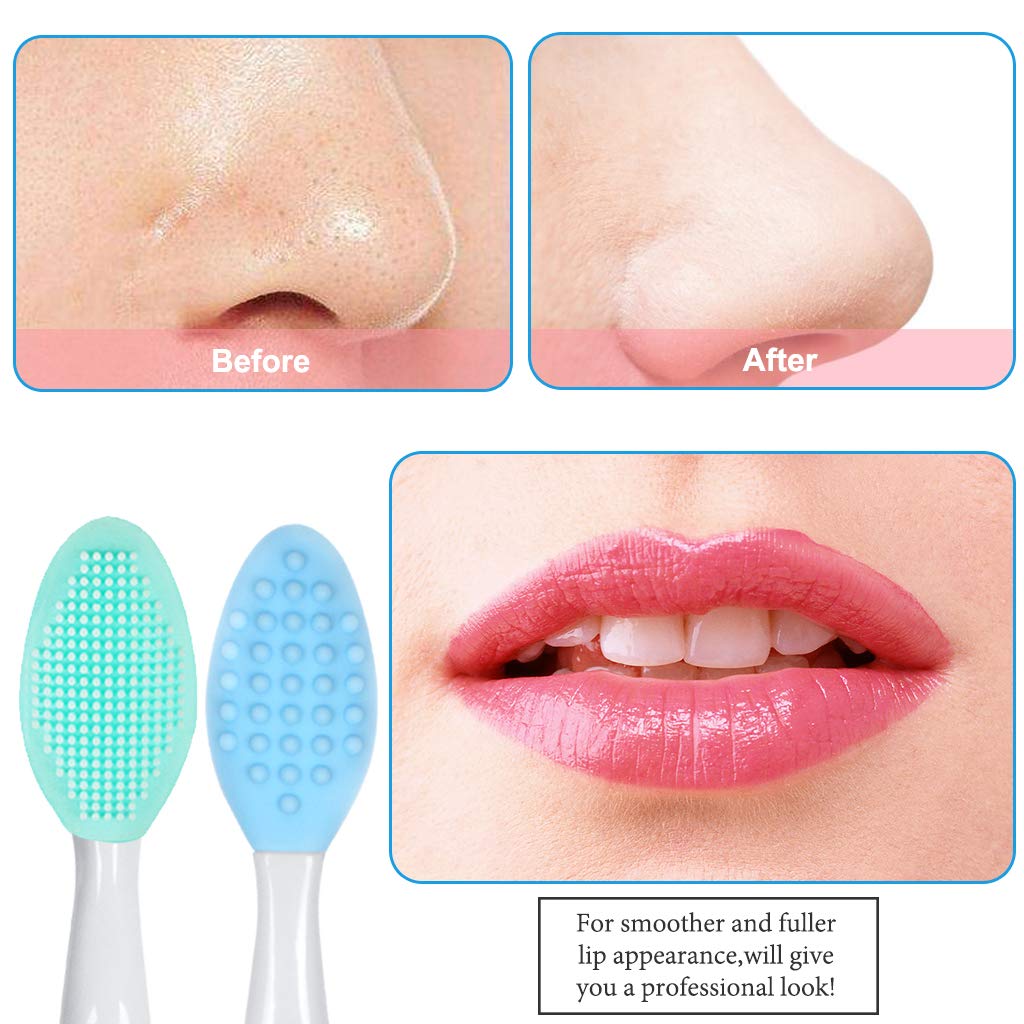 Ewinever Facial Cleansing Brush, Silicone Face Scrubber + Lip Scrubber Brush Exfoliating Brush For Sensitive Delicate Dry Skin (Set of 4PCS): Beauty