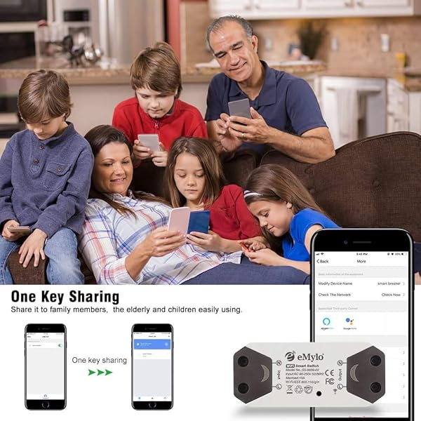 eMylo Interruptor WiFiInterruptor Inalmbrico Inteligente Wifi Conmutador de Control Remoto del TemporizadorSmart Hogar 1 Vas Wifi Smart Switch Compatible con Alexa Google Home iOS Android 2 Pack