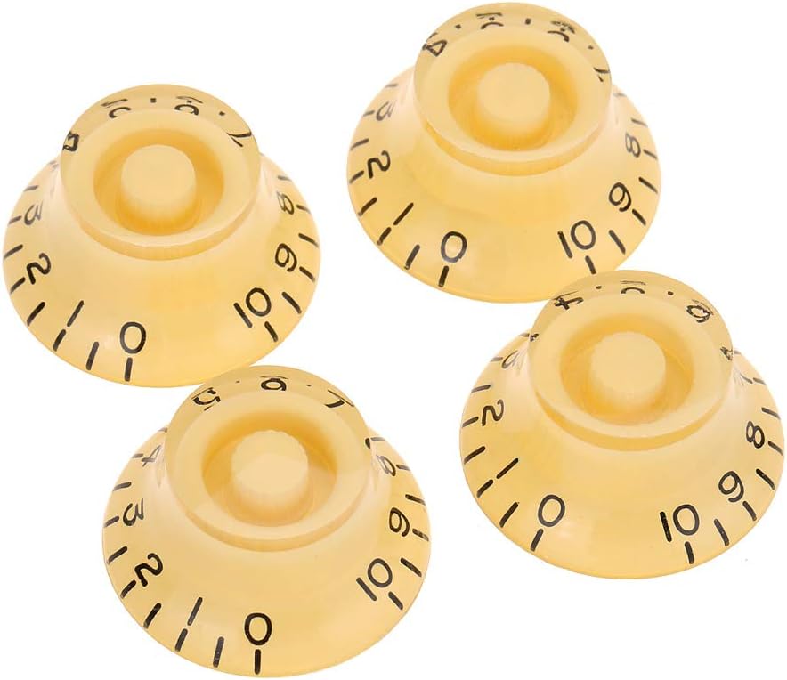 Musiclily Pro Left Handed Metric Size 18 Splines Guitar Bell Top Hat Knobs for Epiphone Les Paul SG Style Cream (Set of 4)
