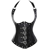 KIWI RATA Women's Steel Boned Vintage Corset Steampunk Gothic Bustier Waist Cincher Vest