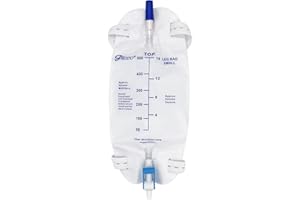 PLCEO Easy-Tap Leg Bag Urinary Drainage Bag, 1000ml, Anti-Reflux Valve, Cloth Straps, Easy Flip Drain (Pack of 3) (500ml)
