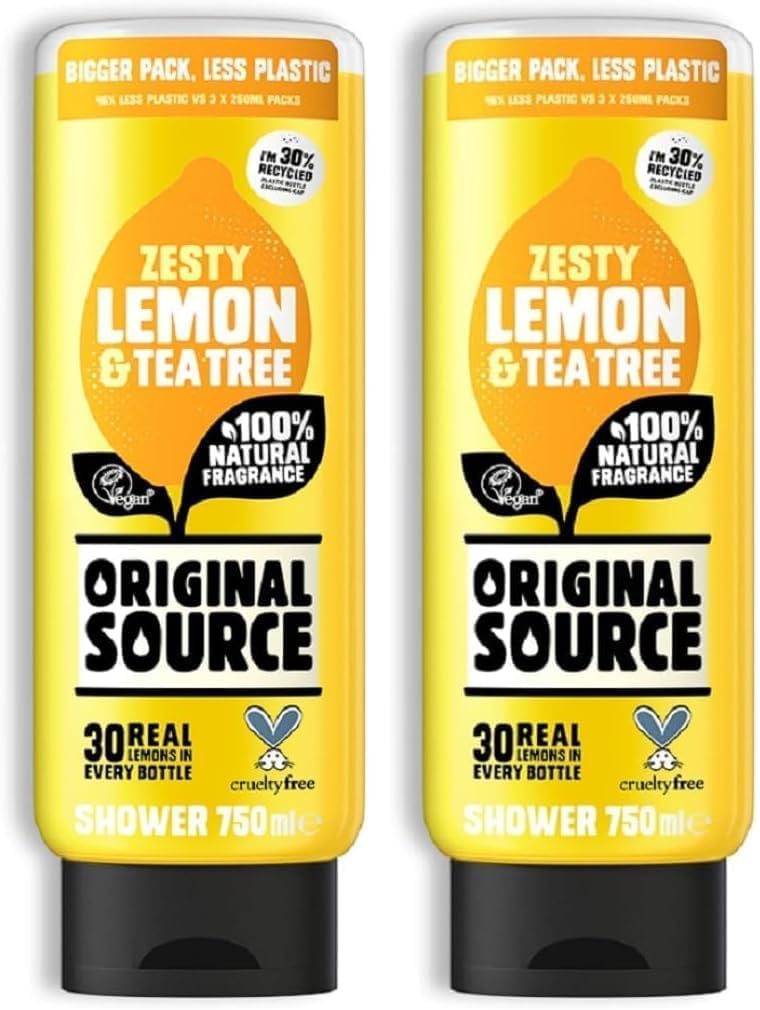 Original Source Lemon & Tea Tree Shower Gel 750 ml 2 Pack Vegan Cruelty Free