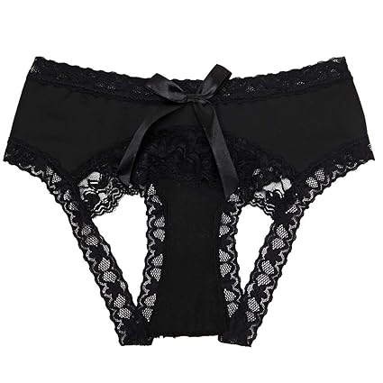Healifty Sexy Unterwäsche Damen Dessous Sexy Shorties Unterwäsche mit offenem Schritt Thong Slip Größe M (Schwarz)