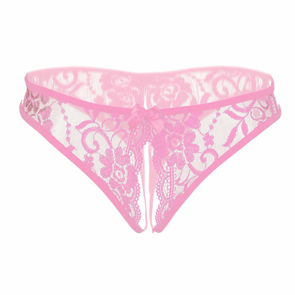 KHUFUZI Women\'s Sexy Floral Lace Tanga Breathable Panties Mesh Lingerie Underwear for Ladies Girls (Pink)