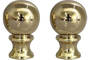 DGBRSM 2PCS 1-1/2 Inch Lamp Finial Small Spherical Lamp Finishes for Lampshades, Polished Brass