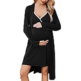 Ekouaer Maternity Nursing Gown and Robe Set Lace Nursing Nightgown for Breastfeeding Labor Delivery gowns for Hospital