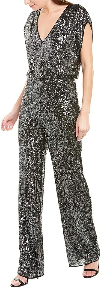 bcbg high low sequin jumpsuit