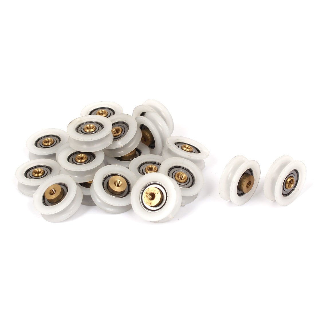 Sourcingmap Round Groove Nylon Pulley Wheels Roller 20 Pcs for 5mm Rope
