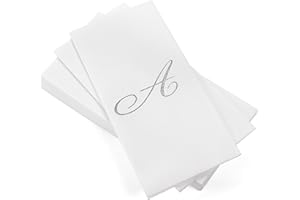 AH AMERICAN HOMESTEAD Disposable Hand Towels for Bathroom 50 Count - Guest Bathroom Essentials -Bathroom Paper Towels - Monogrammed Disposable Napkins - Wedding Napkins in Paper Towel Tray (Silver, A)