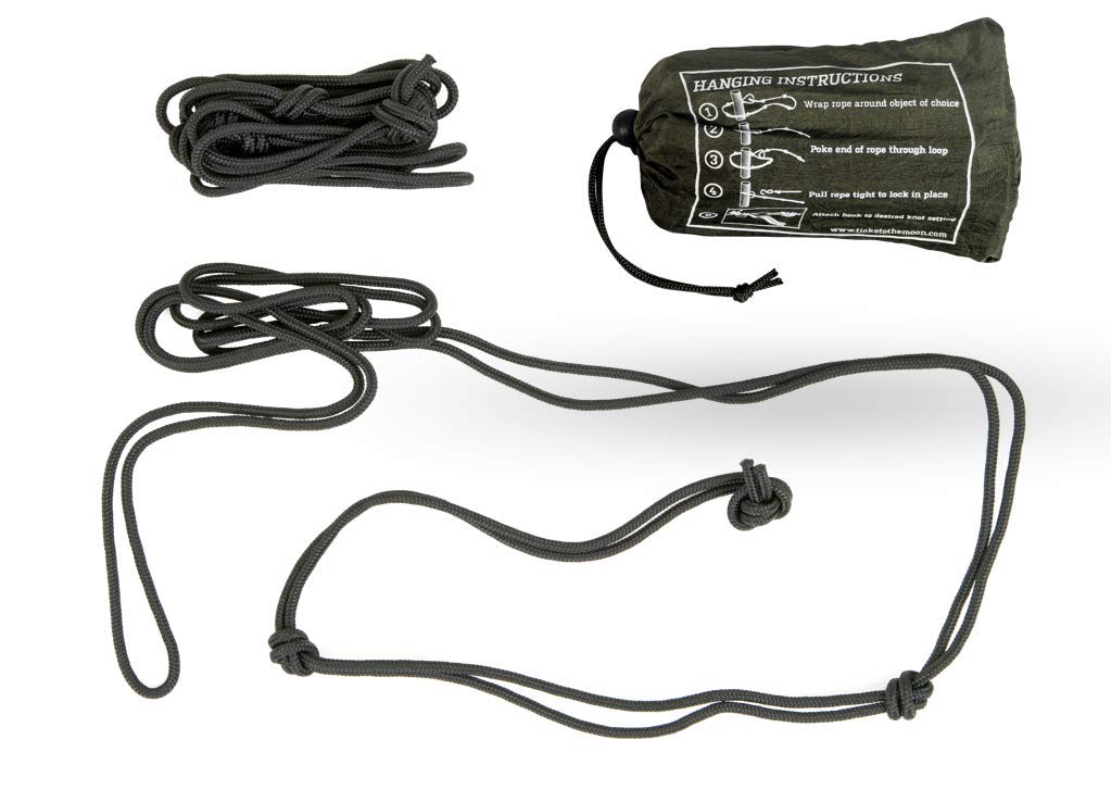 Ticket to the Moon Fair Trade and Durable Nautical Rope for Installation of Hammocks <1 Min, Pre-knotted, 2 pieces x 2.4 m x 5 mm, 230 g, Indoor and Outdoor, 10A Guarantee, Quality Tested.