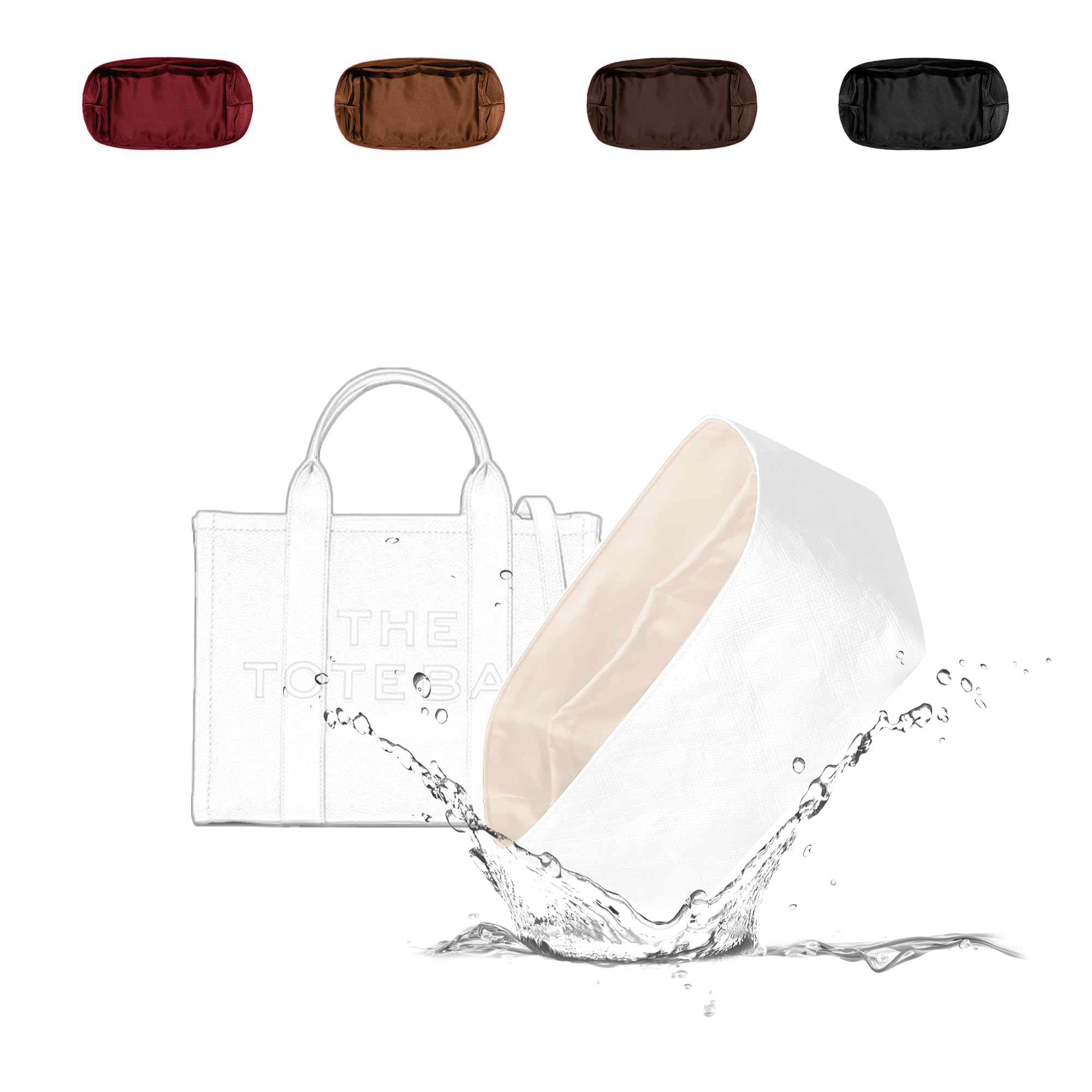 Photo 1 of 19 NeatThin Lightweight Purse Insert, Waterproof Surface and Silky Satin Lining, Fit for M.arc Jacobs Medium Tote (MJ Midum, Craie)