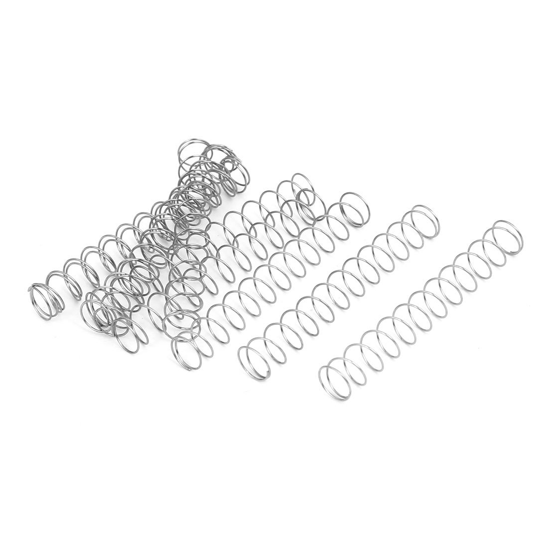sourcingmap 0.4mmx7mmx50mm 304 Stainless Steel Compression Springs Silver Tone 10pcs