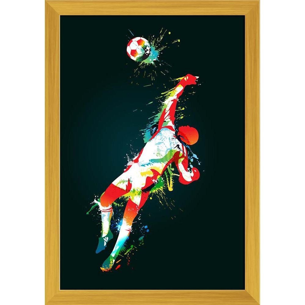 ArtzFolio Football Goalkeeper Canvas Painting Golden Wood Frame 12 X 16