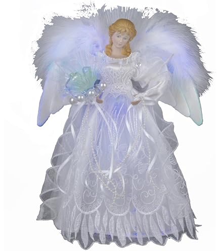 Kurt S. Adler Ivory & Gold UL 10-Light Angel Tree Topper (12 in