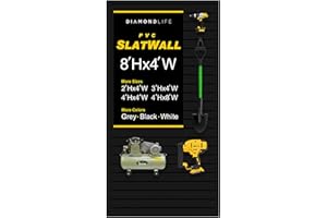 DLDIRECT 96" X 48" - Slatwall Panel Garage Organizer: Heavy Duty Wall Mounted PVC Rack, Interlocking Slat Paneling for Garage Storage, Slotwall Board, Shelves System