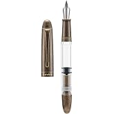 Asvine P30 Piston Fountain Pen Extra Fine, Retro Brass Style, Transparent Acrylic Large Ink Capacity Writing Gift Box